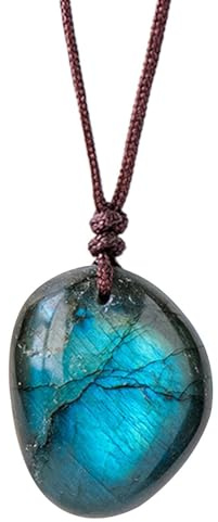 Labradorithalsband - Naturligt månstenshänge (1 stycke) | Pocket Crystal | Tower Energy Smycken, Healing Mineral Collection Dekoration, Rå Ädelsten andlig gåva