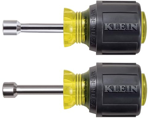 Klein Tools 610 Tool Set, Nut Driver Set with Stubby Nut Driver Sizes 1/4 and 5/16-Inch, Full Hollow Shaft, 2-Piece