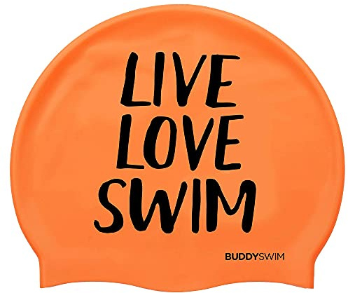BUDDYSWIM Silikon-Badekappe für Männer und Frauen für Schwimmbad oder offenes Wasser, Silikon-Badekappe. Auffällige Farbe, Gute Sichtbarkeit.