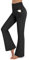 Promover Yogahose Damen Schlaghose Sporthose Lang Flared High Waist Leggings Bootcut Hose Mit Taschen(Pockets-schwarz,M)