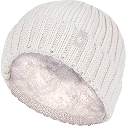 HEAT HOLDERS - Girls Thick Chunky Ribbed Beanie Hat for Winter (7-10 Years, Buttercream)