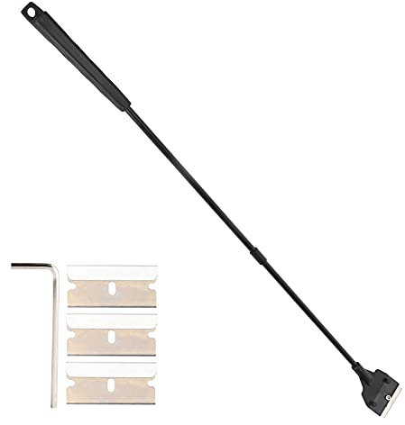 Pssopp Algenschaber, Langer Griff Aquarium Algenreiniger mit Austauschbaren Klingen Aquarium Glasreiniger für Glasaquarium Aquarium(Verlängerter Schaber)