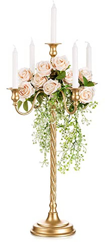 Sziqiqi 71cm Vintage Bougeoirs Chandelier Dore - Decorative Bougeoirs Métal pour Centre de Table Mariage Manger Noel Fête Bapteme Paques Anniversaire Fiancaille Halloween Ramadan Ceremonie Communion