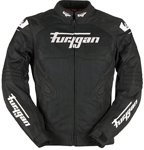 Furygan Veste de moto homme ATOM VENTED EVO - Protection avancée des épaules et des coudes D3O - Respirante - Manches réglables - Noir-Blanc - L