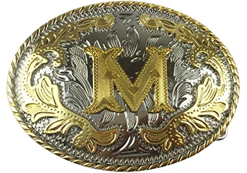 DT guld initial alfabet, 3D-bokstäver cowboy bältesspänne, present till vän familj, jul, fars dag, bröllop, årsdag, M, L