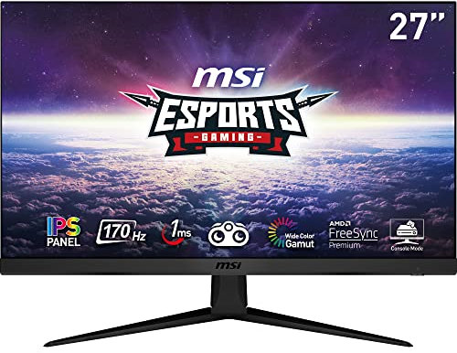 MSI G2722 27 Inch FHD Gaming Monitor - 1920 x 1080 IPS Panel, 170 Hz / 1ms, 101.91% sRGB Colour Gamut, FreeSync Premium - DP 1.2a, HDMI 1.4b CEC