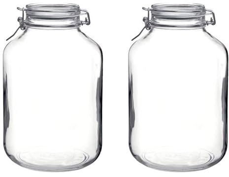 Acan Tradineur Lot de 2 bocaux hermétiques en verre avec fermeture métallique, bocal multifonction pour aliments, conserves, légumineuses, pâtes, 28 x 17 cm, 5 litres