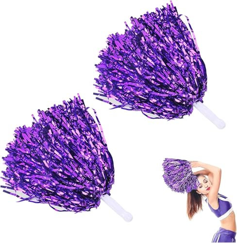 Hominas Cheerleader Jubeln Pom Poms, 6 Stück Metallisch Cheerleader Puschel Pompoms mit Handgriffen zum Erwachsene Mannschaft Geist Sport Spiel Tanzparty
