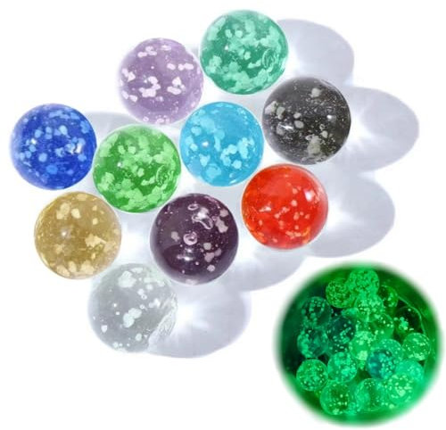 Tokaneit 30 Stück Glasmurmeln, 1,6 cm Glasmurmeln Bunt Glasmurmelnim Dunkelnleuchten Für DIY Und Heimdekoration