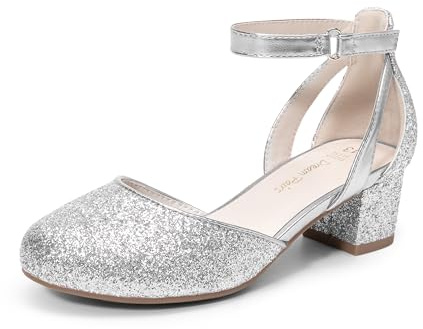 DREAM PAIRS Kids Bailarinas Tacón Niña,Size 30,Plata,KKUMPU2501