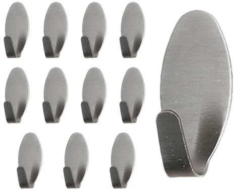 Ganci adesivi,Ganci in acciaio inossidabile | Ganci da parete in acciaio inossidabile da 12 pezzi per asciugamano da bagno | Ganci adesivi per asciugamani in acciaio inossidabile con elevata capacità