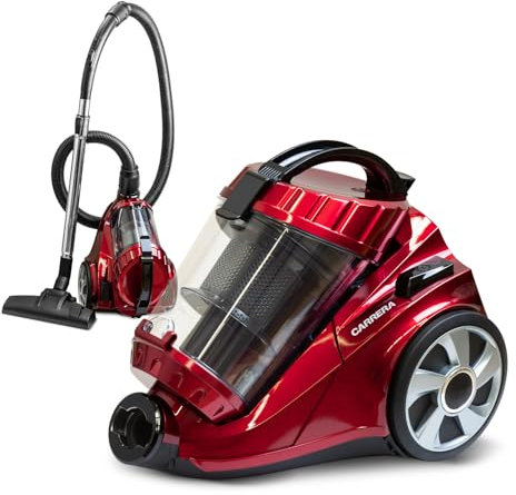 CARRERA Aspirapolvere rosso [aspirapolvere ciclonico] Vacuum Cleaner – Aspirapolvere con cavo – Piccolo aspirapolvere – 800 W – Filtro Hepa – Aspirapolvere ad alta potenza di aspirazione (rosso)