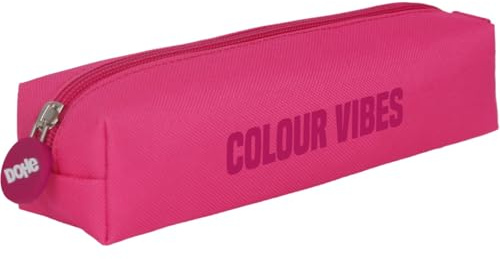 DOHE - Simple Pencil Case - 1 Compartment, Multipurpose Rectangular Pencil Case, 21x6x6 cm, Zipper Closure, Made of Durable Polyester - Colour Vibes Pink