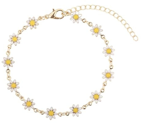 ZORVUJI Fußkettchen für Damen 14K Vergoldet Gold Wasserfest Verstellbar Boho Fußkette mit Anhänger Gänseblümchen Sommer Fußschmuck für Frauen und Mädchen