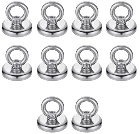 Magnetkrok, 10 stycken neodym-magneter, 16 mm magnet med krok, ögla magnetisk krok, neodym öljettmagnet, för kylskåp kök garage camping