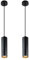 Alpinaluz Lámpara Colgante Tubular de Aluminio para Techo, Diseño Moderno y Minimalista de 20 cm con Casquillo GU10 y Cable Textil de 120 cm (Pack de 2 Negro)