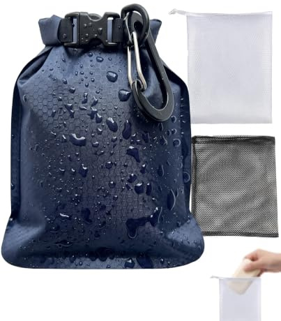 KACZUS Étui à Savon de Voyage 13x17 cm Étanche avec Mousqueton et Sac en Maille pour Savon Solide Camping Extérieur Bleu