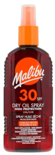 Malibu Sun SPF 30 Non-Greasy Dry Oil Spray, High Protection, Water Resistant, 200ml