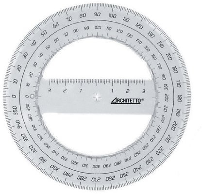 ARCHITETTO - Transportador 360° profesional de plástico, 21 cm
