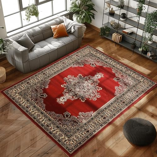 Orientmatta med klassisk design, vävd matta med orientaliska mönster för vardagsrummet, Färg: Röd, Storlek: 160 x 230 cm