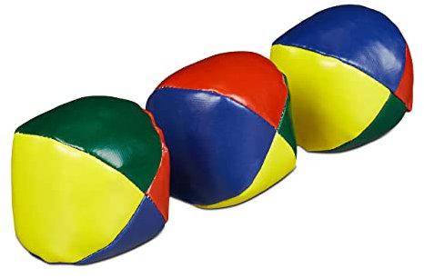 Relaxdays Jonglierbälle 3er Set, Profis & Anfänger, Juggling Balls weich, Kinder & Erwachsene, Jonglierset, Ø 6 cm, bunt