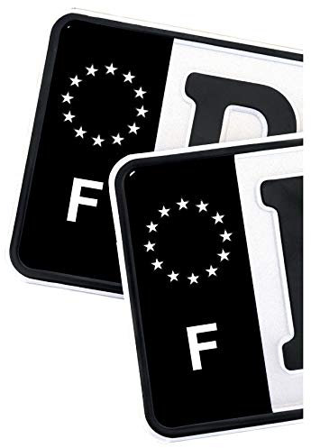 Finest Folia 2 adhesivos para matrícula de la UE, 11 x 5 cm, diseño para matrícula, color negro o con bandera, R059 (07 Francia, Classic)
