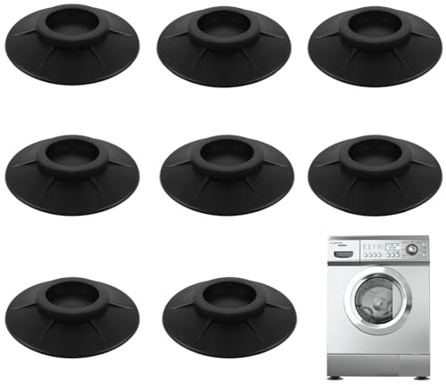 Anti-Vibration Mat for Washing Machine, 8 x Anti-Vibration Washing Machine Mats, Anti-Vibration Mat for Dryer, Refrigerator, Furniture (10 cm, Black)