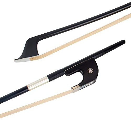 Kmise 4/4 Bass Bow Upright Bass Carbon Fiber Bow Ebony Frog Natural Horsehair Black