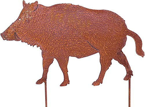 Decorazione da giardino a forma di cinghiale, effetto ruggine, 55 cm
