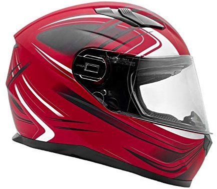 Typhoon Adult Full Face Motorcycle Helmet w/Drop Down Sun Shield DOT Certified - (Matte Red, X Large)