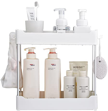 Organizador de Cosméticos Extraíble para el Baño, Estante de Almacenamiento en Color Blanco para Cómoda, Cocina, Especias y Lavandería