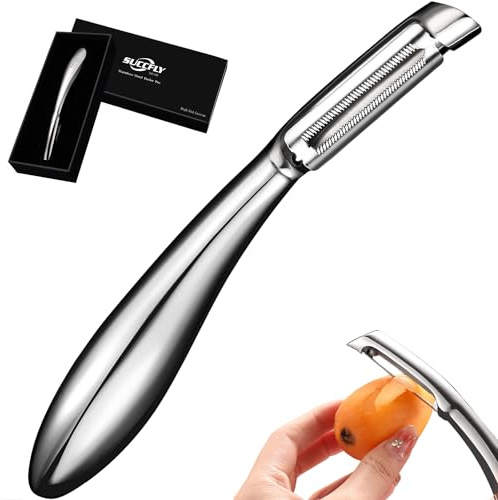 SUCCFLY Potato Peeler Stainless Steel, Premium Vegetable Peelers for Kitchen, Fruit & Veggie Peeler, Carrot Cucumber Apple Peeler,Ultra Sharp Serrated Blade,Ergonomic Non-Slip Handle (5-year warranty)