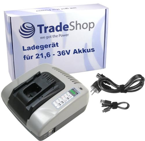 Trade-Shop Ni-MH Ni-Cd Li-Ion Akku Ladegerät 21,6V-36V Ladestation kompatibel mit Hilti SBT 4-A22 SR 6-A22 GFB 6X-A22 CD 4-A22 RC 4/36-DAB VC 40-UL-Y