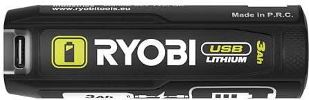 RYOBI 4 V USB-Lithium Akku RB4L30, 3,0 Ah, Powerbank-Funktion, kompatibel mit 4 V Werkzeugen