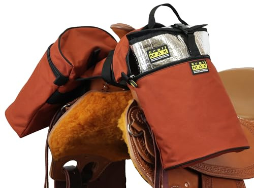 TrailMax Horse Horn Bags for Trail Riding – Medium & Large Western Saddle Horn Bags for Horses & Mules, Insulated Trail Gear with Secure Fit & Grab-and-Go Liners, Large, Rust