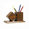 ThreeH Digitaler Wecker mit Stifthalter aus Holz Multifunktions Smart Clock Dimmbar 3 Alarmeinstellungen Temperaturanzeige für Büro Braun
