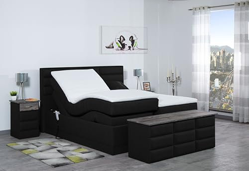 Boxspringbett Pino 200x200, WT-Schwarz, 7-Zohnen Taschenfederkernmatratze, Ergoflex - Inklusive Aufbau - Deutscher Hersteller
