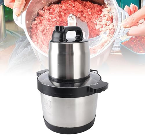 Hachoir à Viande Électrique 6L, Acier Inoxydable 2 Vitesses 2000W, Mélangeur de Viande Polyvalent Hachoir Alimentaire avec 4 Lames pour Légumes Ail Oignon