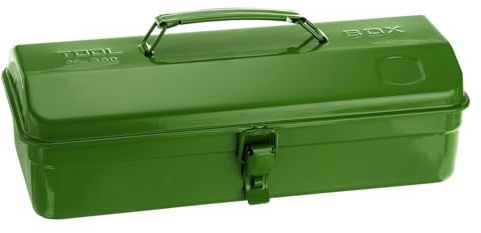 HARFINGTON Tool Box 14.2 Portable Steel Tool Box Hip Roof Style with Metal Latch Closure Tool Chest for Household Workshop Car, Green
