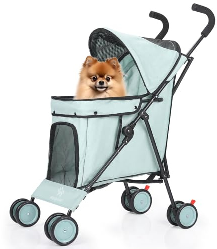 3 in 1 Pet Stroller for Small Dogs and Cats, Foldable Pet Stroller with Wheels, Breathable Mesh, Large Capacity, Easy to Carry (Tealblue)