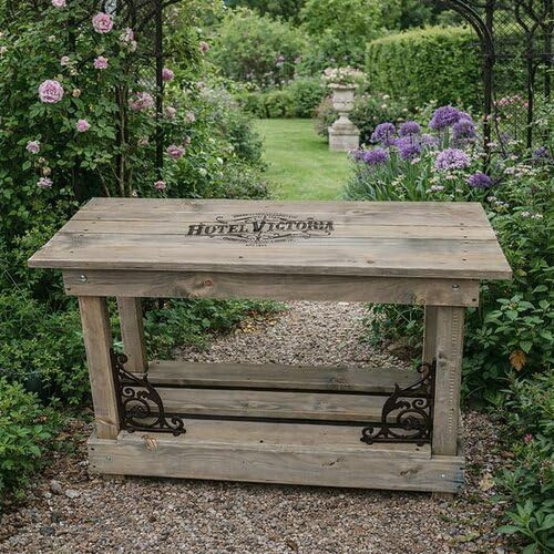 PFLANZTISCH GARTENTISCH Hotel Victoria Konsolentisch Beistelltisch ANTIK Cottage Stil MASSIVHOLZ Tisch Garten NEU