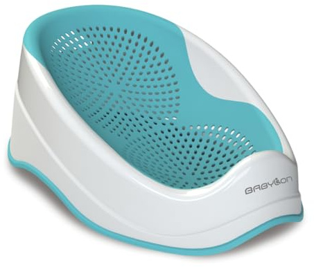 BABYLON DOLPHIN Supporto Vaschetta Bagnetto Neonato – Ergonomica con Sedile Antiscivolo da 0 a 6 Mesi, Ipoallergenica e Resistente alla Muffa – Riduttore Sdraietta Bagnetto Neonato – Turchese