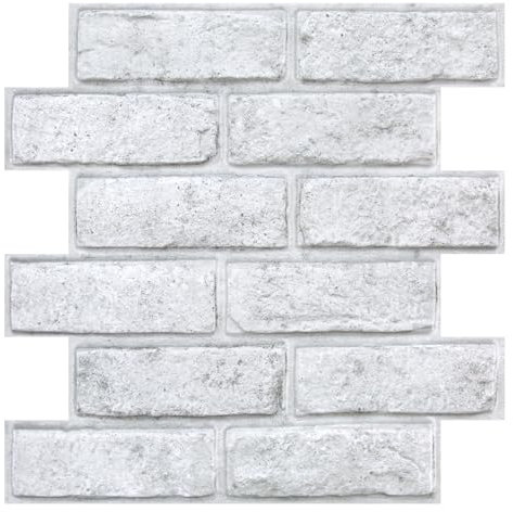 Commomy Paneles de Pared de Ladrillo 3D, Efecto Piedra, Papel Pintado Pared 3D, Autoadhesivos, PVC, 10 Piezas, 30 × 30 cm, Decoración de pared Interiores para Salón, Dormitorio, Cocina