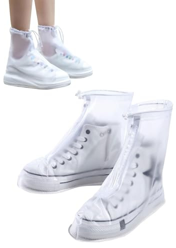 FUGLUS 1 Par Fundas Impermeables Para Zapatos, Reutilizables, Antideslizantes Y Resistentes Al Desgaste, Fundas Para Zapatos De Lluvia Con Cremallera Para Exteriores, Ciclismo, Camping, Pesca