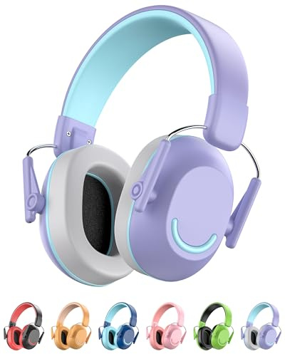 Link Dream Cuffie Antirumore Bambini SNR 30dB, Cuffie Insonorizzanti e Protettive Antirumore per Bambini 3–16 Anni, Cuffie Isolamento Acustico per Lavoro, Viaggi, Concerti, Studio, Viola, 1 Pezzo