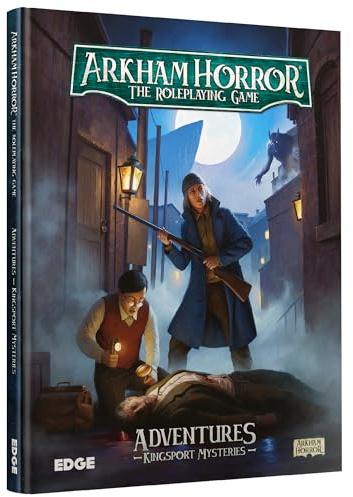 Asmodee Arkham Horror The Roleplaying Game Kingsport Mysteries Adventure Book - 3 Kampagnen-Szenarien, 2 doppelseitige Posterkarten, immersives Rollenspiel, ab 14 Jahren, 2-6 Spieler, 1+ Stunde