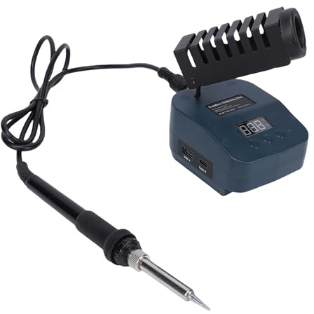 Yechiry Sladdlös Lödkolv, 60W Trådlöst Lödverktyg med USB-portar Av Typ C, 8s Snabbuppvärmning 180 Till 480, Kompatibel med 18V Batteri, Perfekt för Handgjorda och Hushållsapparater Reparation