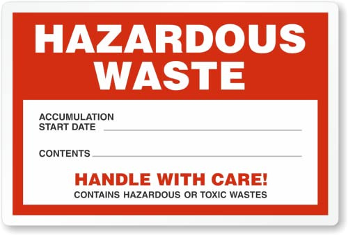 SmartSign Pack of 100 Hazardous Waste Accumulation Handle with Care Warning Labels in a Roll | 6 x 4 Plastic