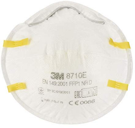 3M 8710 Lot de 3 Masques respiratoires filtrant coque sans soupape contre particules inerte, Certifié EN sécurité