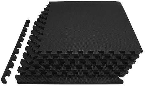 Signature Fitness BalanceFrom Puzzle Gymnastikmatte mit hochwertigem Eva-Schaum Interlocking Fliesen, schwarz, All